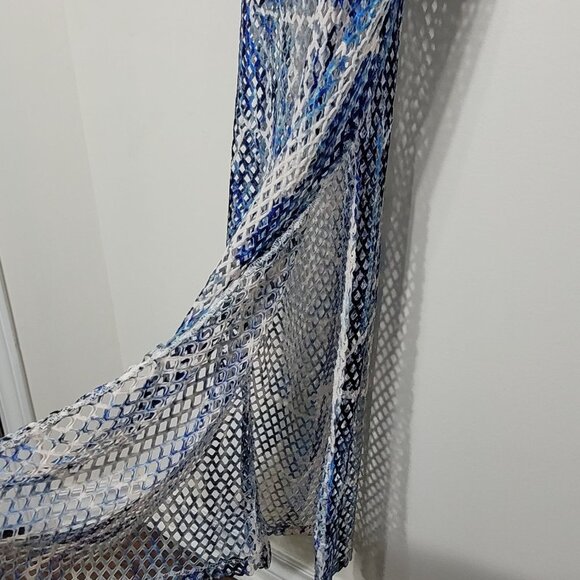 Colori Blue Tones Mini Dress Maxi Netting Overlay Spaghetti Straps Beachy  Small - Picture 5 of 8